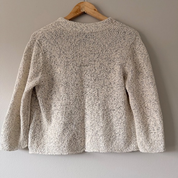 Eileen Fisher Knit Cardigan Sweater Speckled Cream Silver Size S - Picture 4 of 5